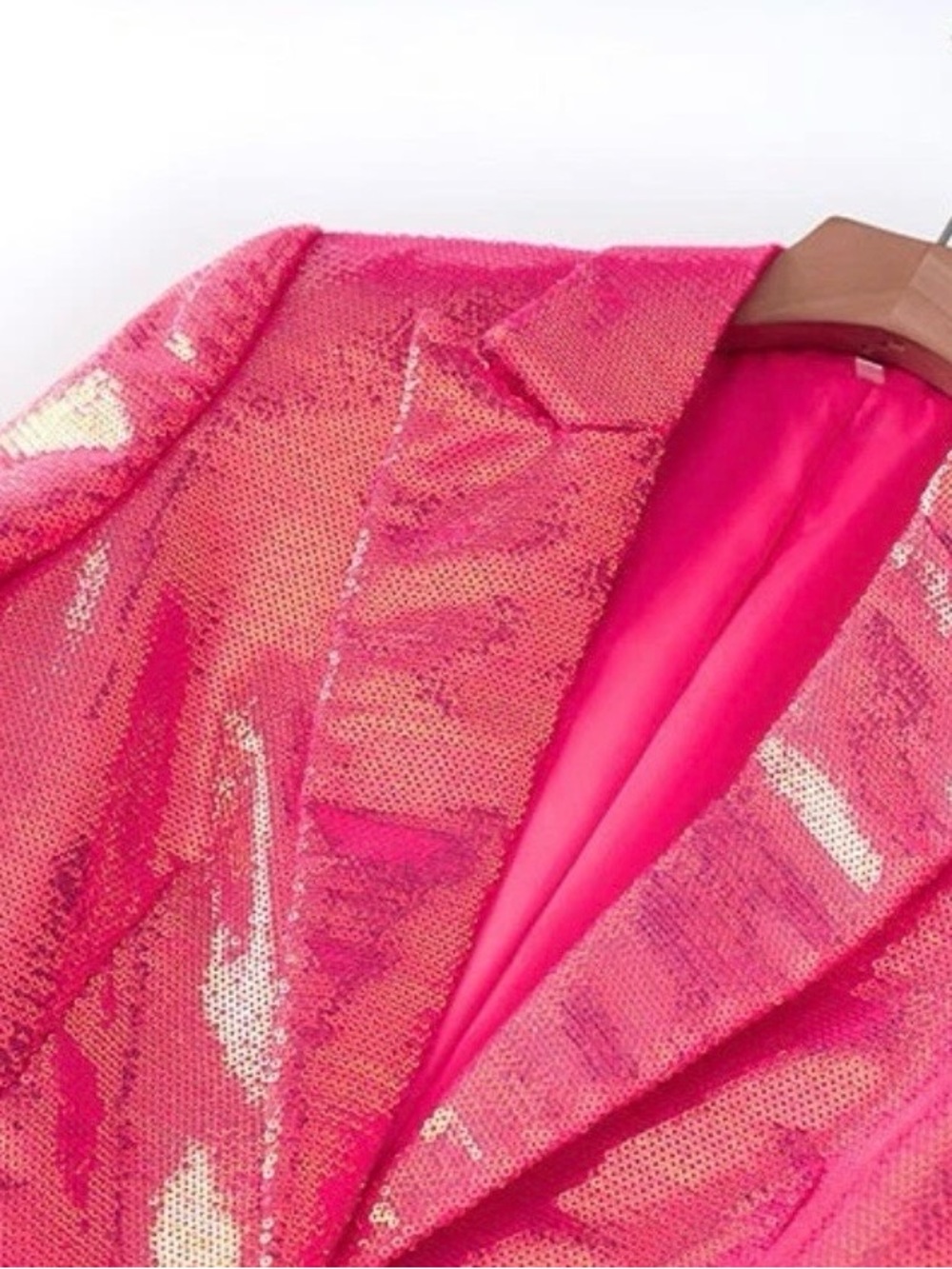 Hot Pink Iridescent Sequin Blazer Jacket & Shorts Set - Picture 11 of 15